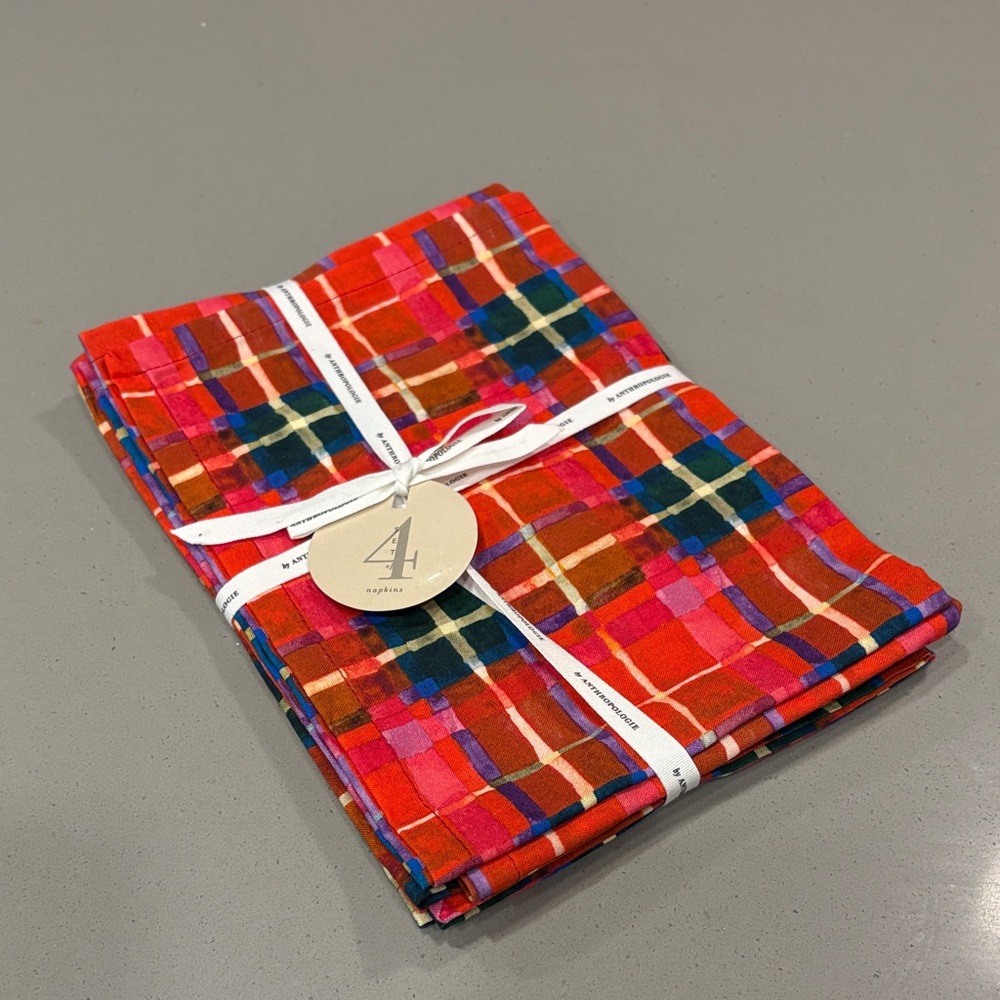 Anthropologie Plaid Napkin Set